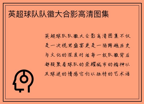 英超球队队徽大合影高清图集